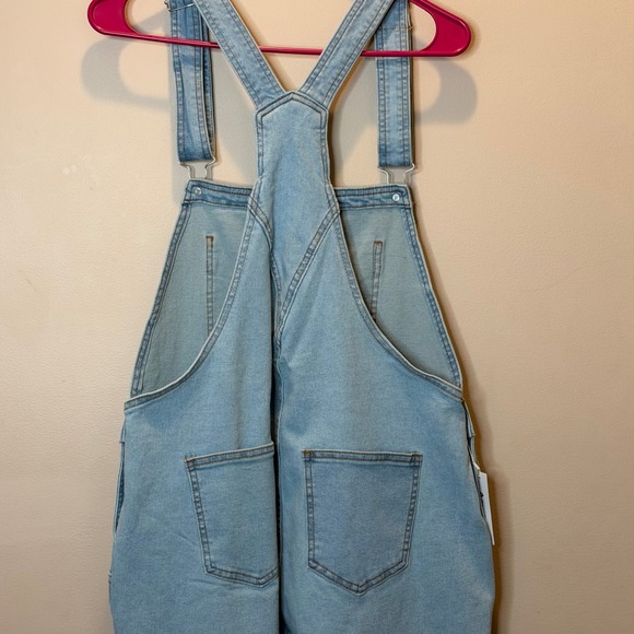 NWD Acydar Denim Overalls Womens Size Medium Light Wash Stretch Blue Jeans Bibs - Picture 5 of 13